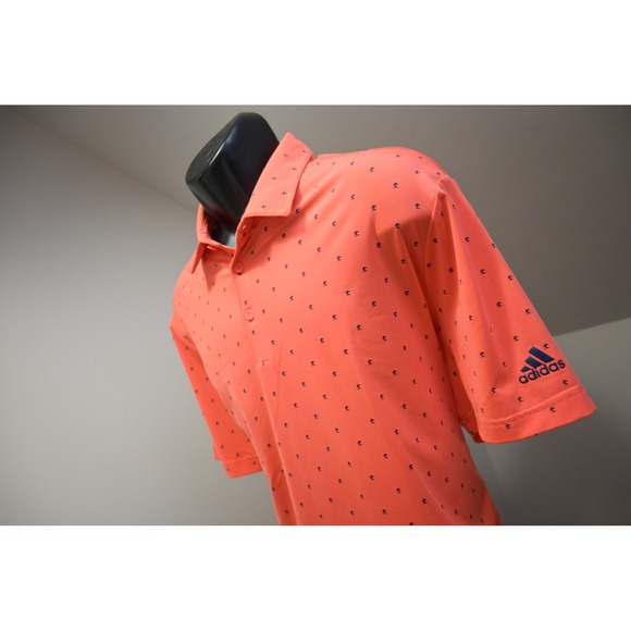 adidas Other - Adidas Golf Polo Men XL Orange Palm Tree Print Primegreen Performance Shirt